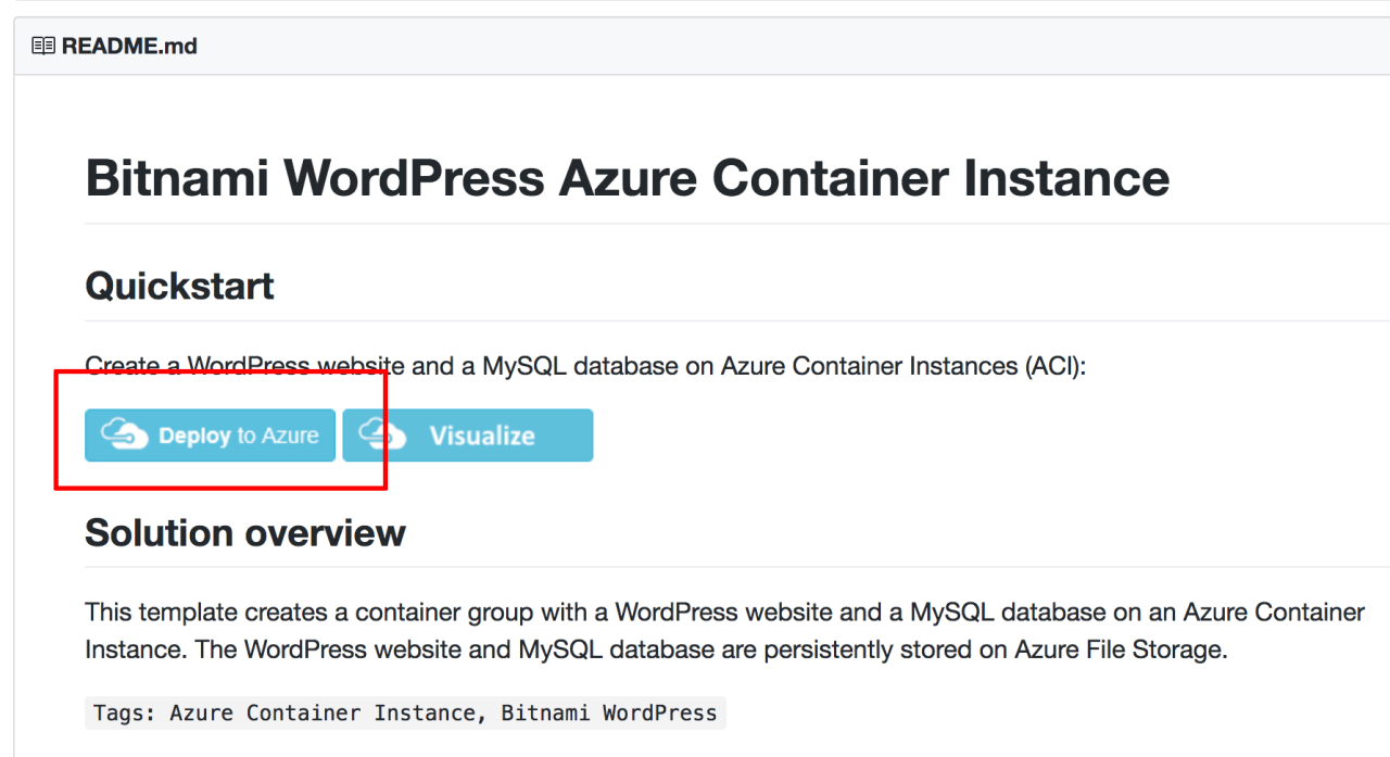 通过docker镜像,在azure上快速搭建一个wordpress站点,仅需点几下鼠标就可以插图 gitHub
