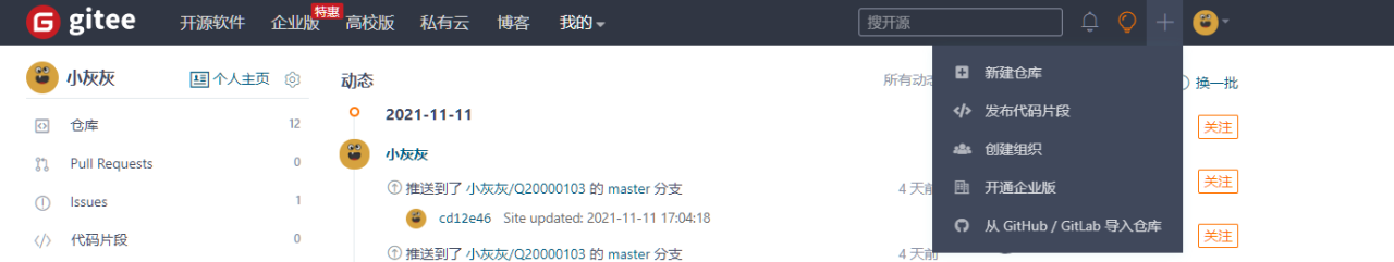 Gitee如何免费部署静态网站?插图3 Gitee如何免费部署静态网站?插图3