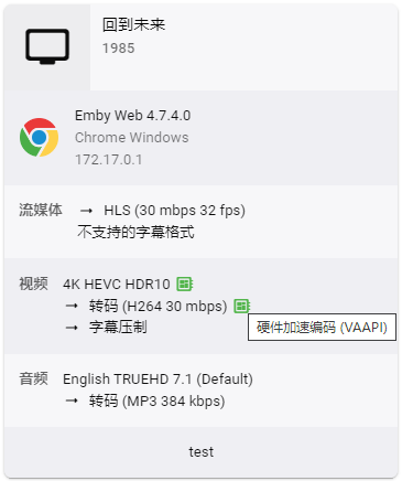 PVE安装黑群晖插图7 emby硬件加速